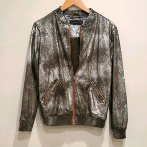 Zara metallic bomber jacket